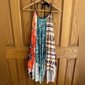 Colorful Free People Bohemian mixed print handkerchief tunic
